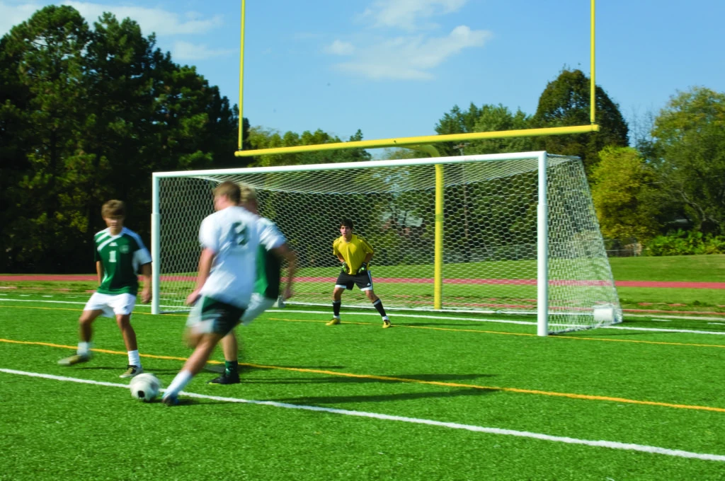 BISON INC No Tip 18 1/2' X 6 1/2' Club 4" Round Portable Aluminum Soccer Goals