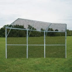 Jaypro Backstop Fence (3 Panel, 1 Center Overhang, 2 Wing Overhangs) - Permanent