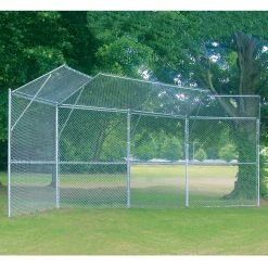 Jaypro Backstop Fence (4 Panel, 2 Center Overhang, 2 Wing Overhangs) - Permanent