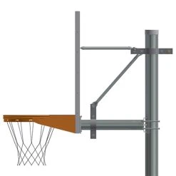 Jaypro Basketball System - Straight Post (4-1/2" Pole With 4' Offset) - 72" Perforated Aluminum Backboard - Flex Rim Goal