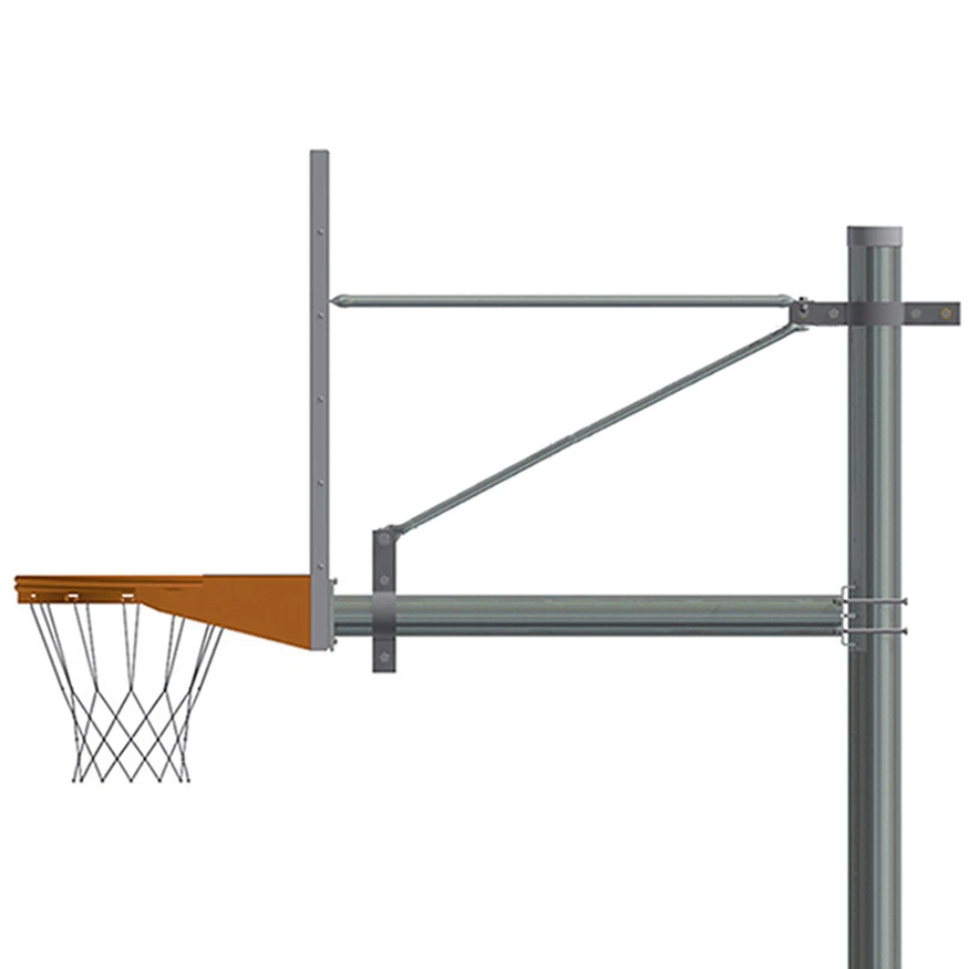 Jaypro Basketball System - Straight Post (5-9/16" Pole With 6' Offset) - 72" Acrylic Backboard - Playground Breakaway Goal