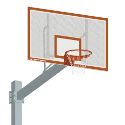Jaypro Basketball System - Titan - Galvanized (6" X 6" Pole With 6' Offset) - 72" Perforated Steel Backboard - Flex Rim Goal