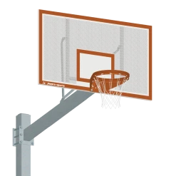 Jaypro Basketball System - Titan - Galvanized (6" X 6" Pole With 6' Offset) - 72" Perforated Steel Backboard - Playground Goal