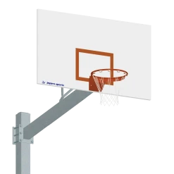 Jaypro Basketball System - Titan - Galvanized (6" X 6" Pole With 6' Offset) - 72" Steel Backboard - Flex Rim Goal