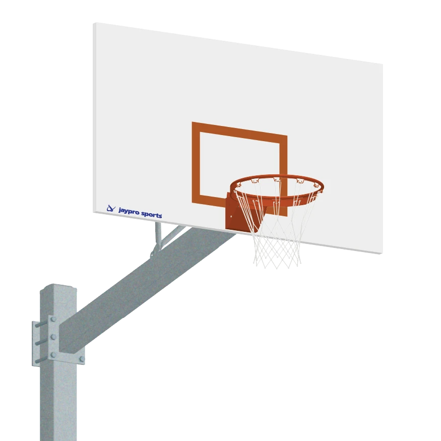 Jaypro Basketball System - Titan - Galvanized (6" X 6" Pole With 6' Offset) - 72" Steel Backboard - Flex Rim Goal