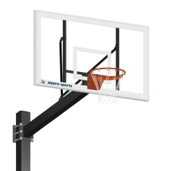 Jaypro Basketball System - Titan - Powder Coated Black (6" X 6" Pole With 6' Offset) - 72" Acrylic Backboard - Flex Rim Goal