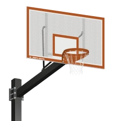 Jaypro Basketball System - Titan - Powder Coated Black (6" X 6" Pole With 6' Offset) - 72" Perforated Steel Backboard - Playground Goal