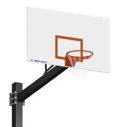 Jaypro Basketball System - Titan - Powder Coated Black (6" X 6" Pole With 6' Offset) - 72" Steel Backboard - Flex Rim Goal