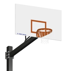 Jaypro Basketball System - Titan - Powder Coated Black (6" X 6" Pole With 6' Offset) - 72" Steel Backboard - Playground Goal