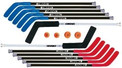 School Specialty Dom 45 In Excel Hockey Set, Includes 10 Sticks, 2 Goalie Sticks, 2 Superpucks And 2 Dom-83 Balls, Grades 7 To 10