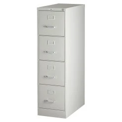 Lorell Fortress Vertical File Cabinet, Light Gray, 15 W X 25 D X 52 H In
