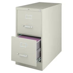Lorell Vertical File Cabinet, Putty, 15 W X 25 D X 28-3/8 H In